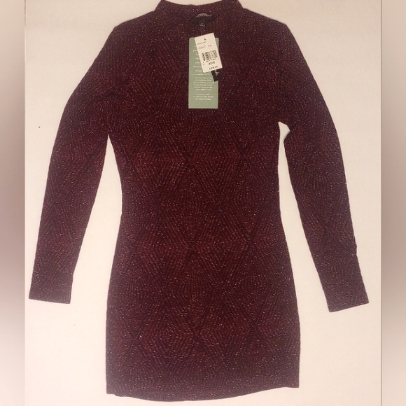 NWT Speechless Burgundy and Silver Glitter Bodycon Dress Size Medium - Picture 1 of 4